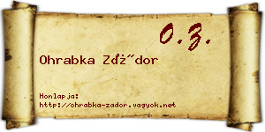Ohrabka Zádor névjegykártya